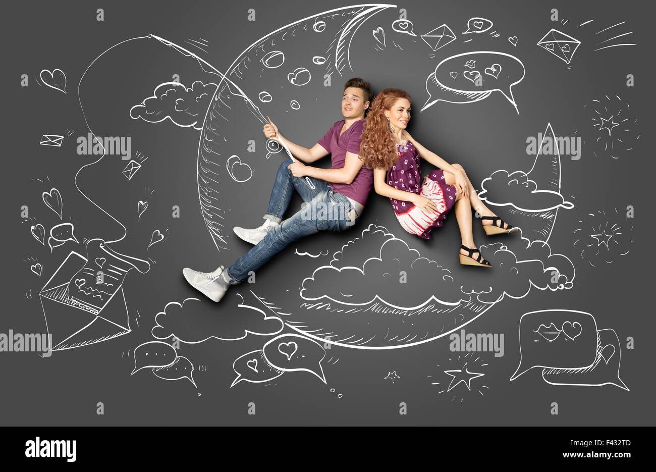 Happy valentines love story concept of a romantic couple against chalk  drawings background, Stock Photo, Picture And Low Budget Royalty Free  Image. Pic. ESY-025457284