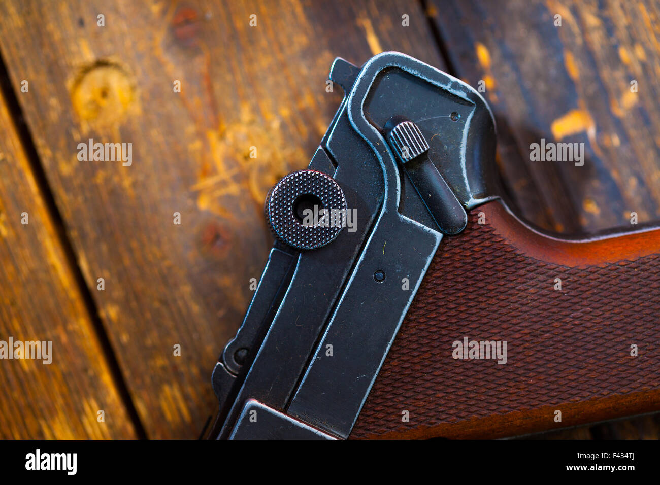 part of an old Luger Stock Photo