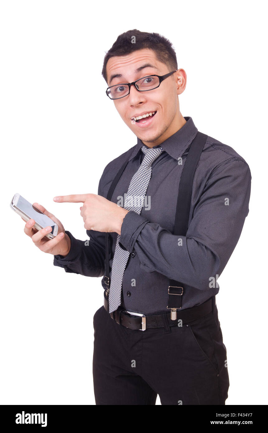 A young man wearing suit isolated on white Stock Photo - Alamy