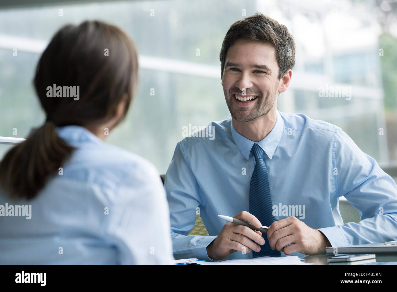 Manager interviewing job candidate Stock Photo