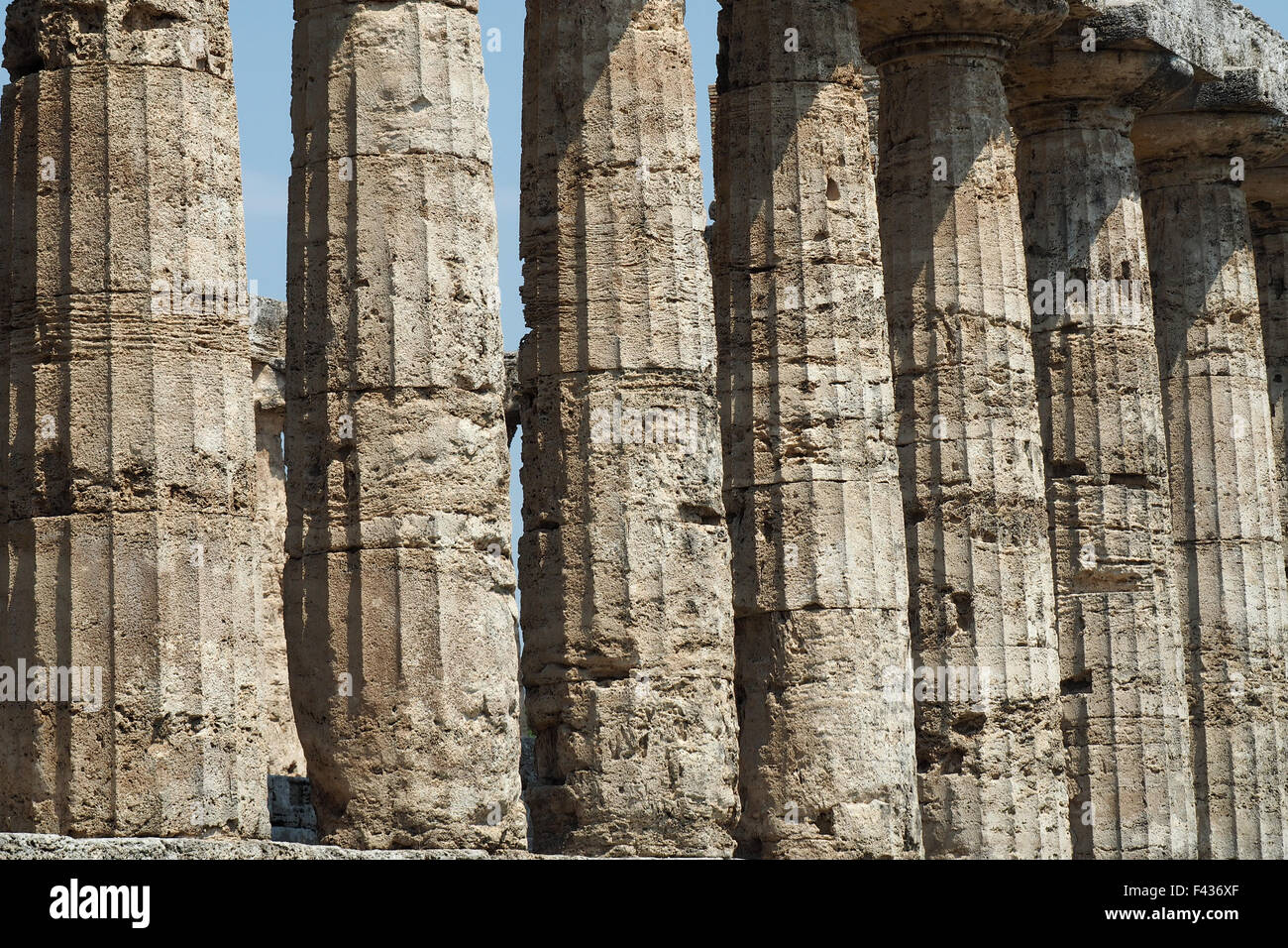 Doric columns of the Temple of Athena or Temple of Ceres, Paestum. Stock Photo