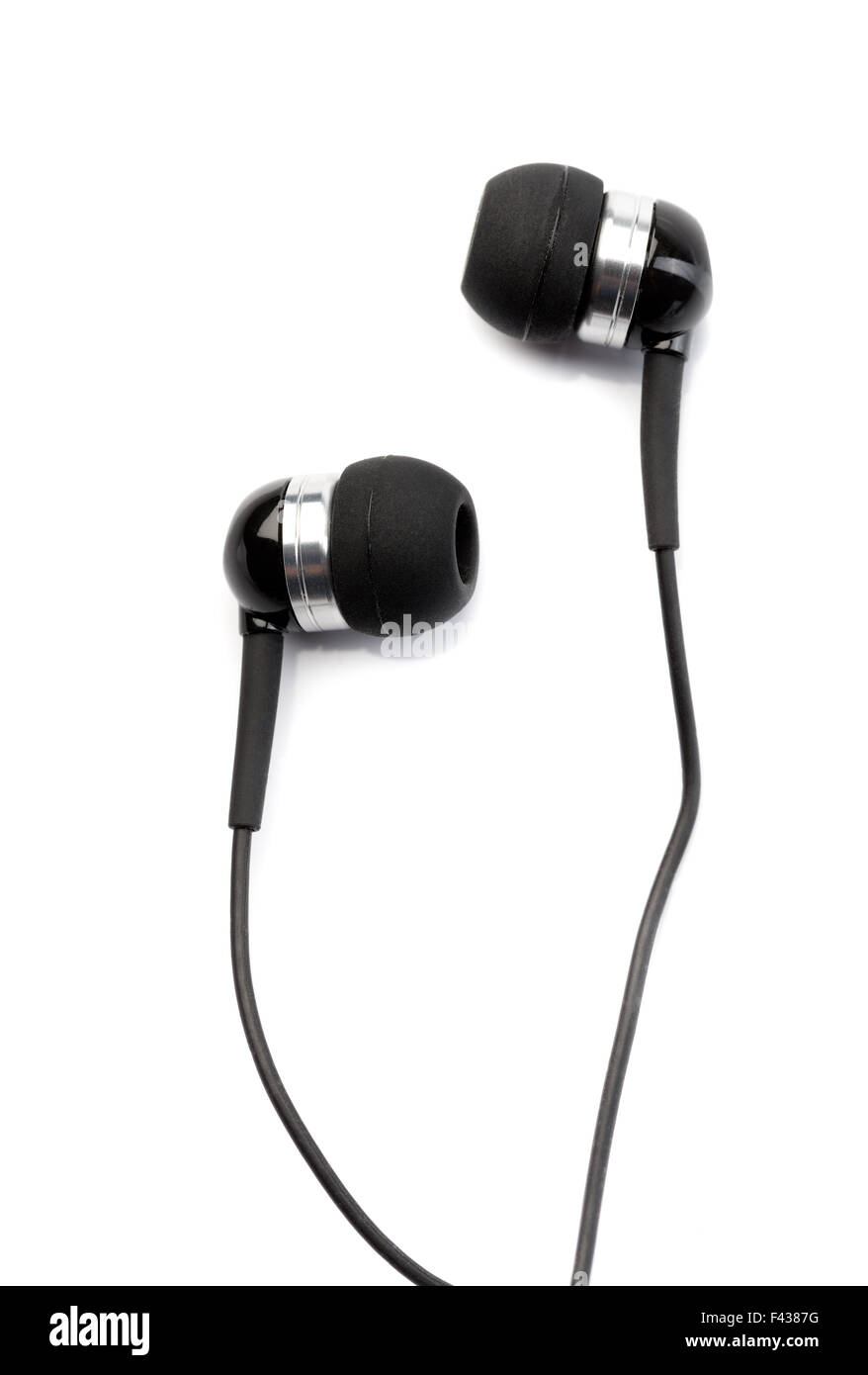 Earphones on a white background Stock Photo Alamy