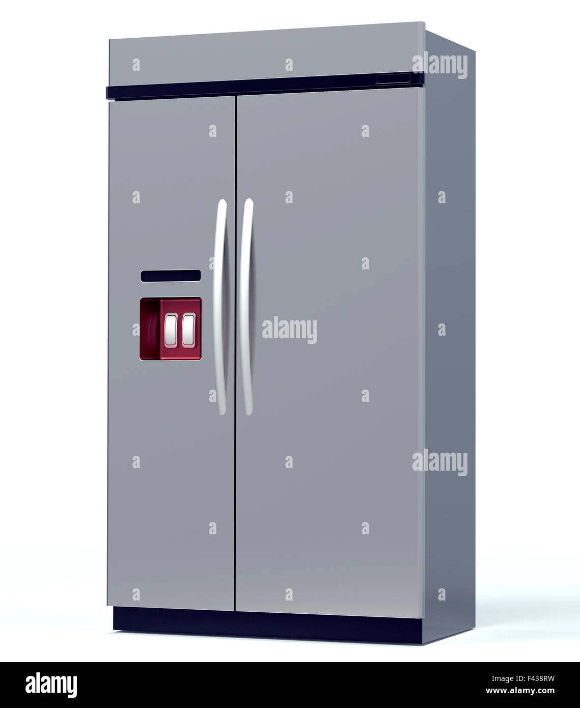luxury steel refrigerator isolated on white with clipping path Stock Photo