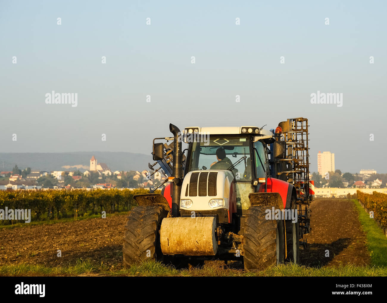 Big Tractor on the field at work Stock Photo Alamy