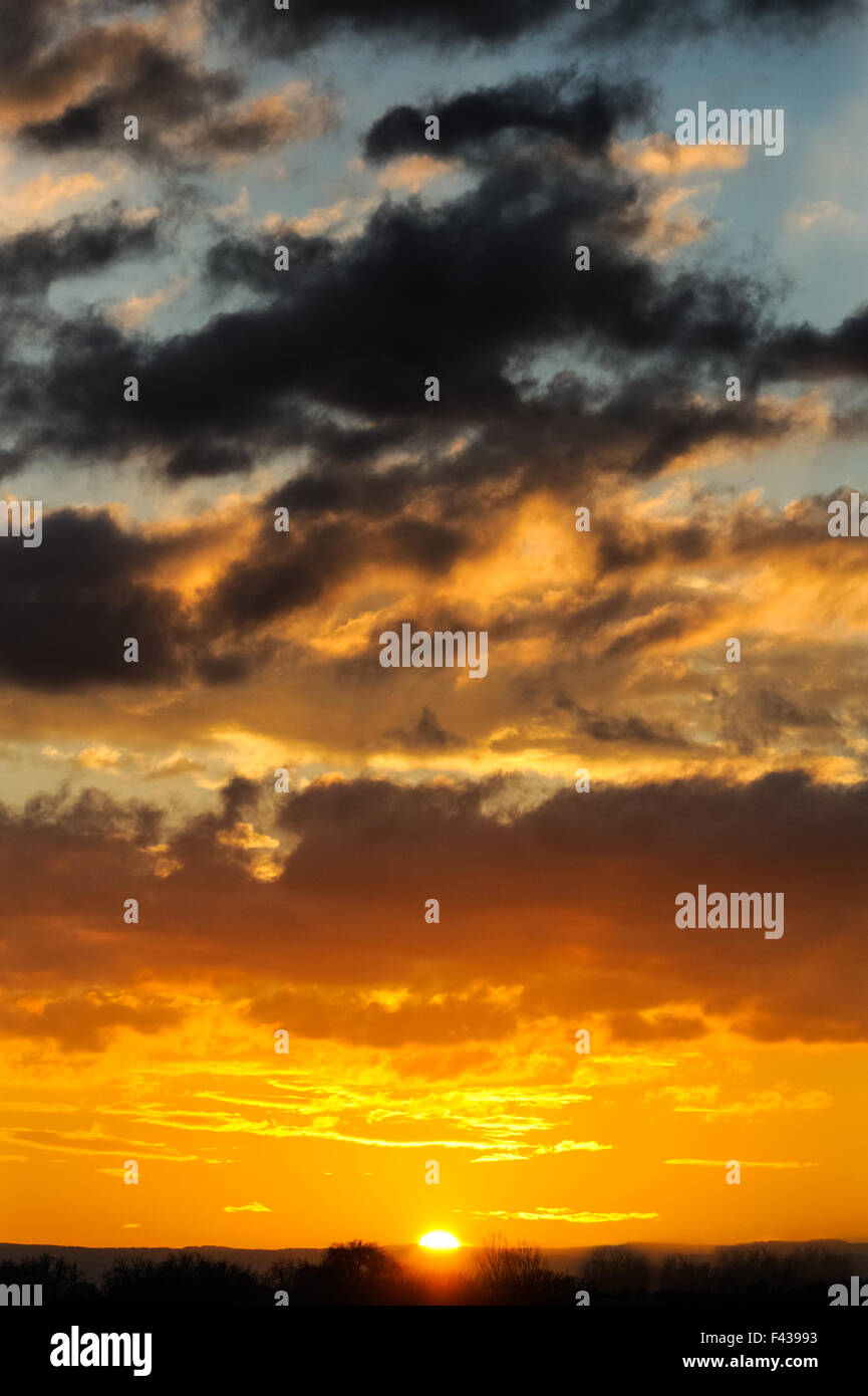 Fiery sky at sunset Stock Photo