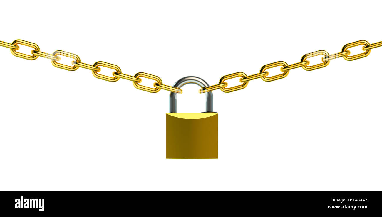 padlock and chain isolated on white background Stock Photo - Alamy