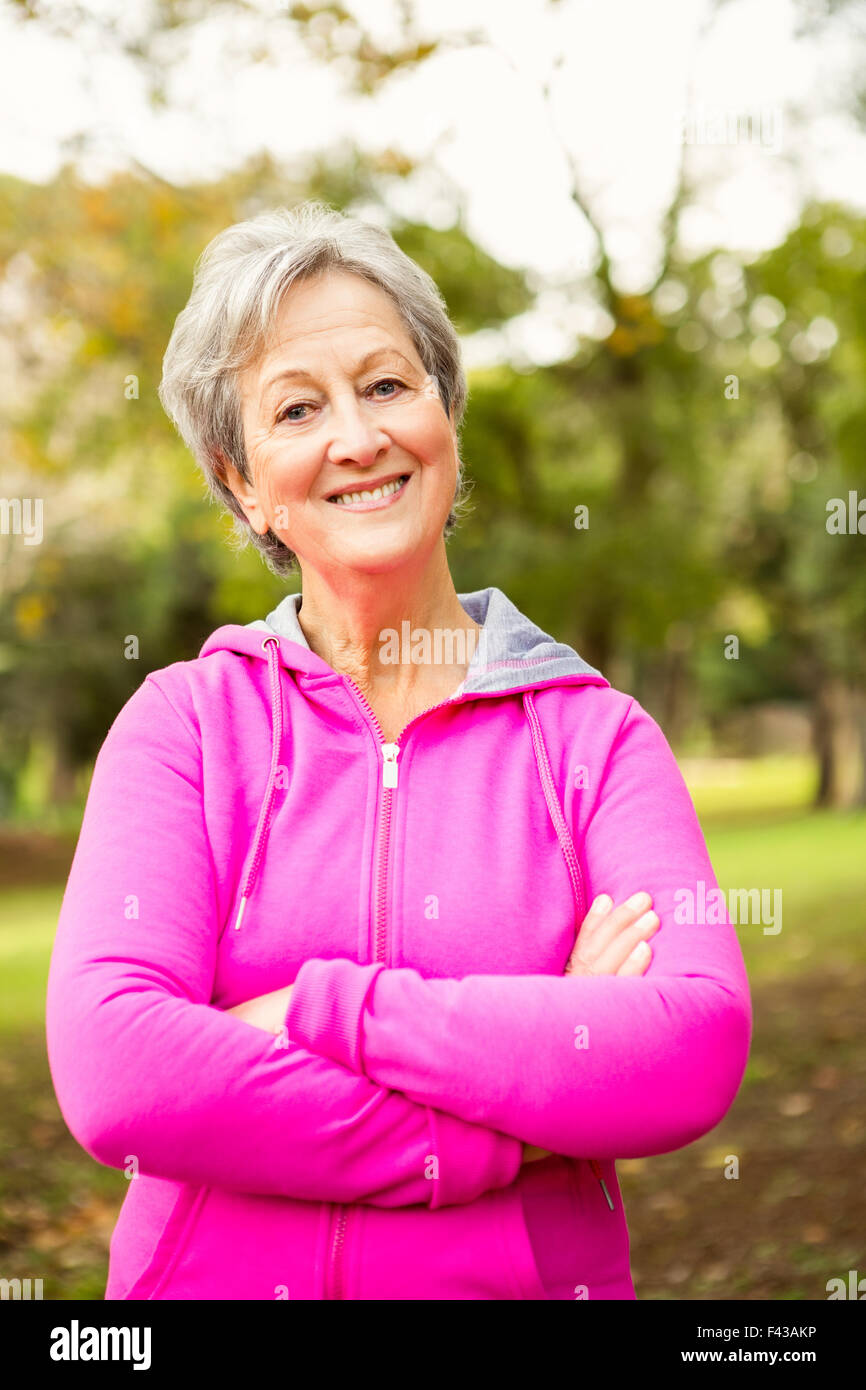 Senior woman in the park Stock Photo - Alamy