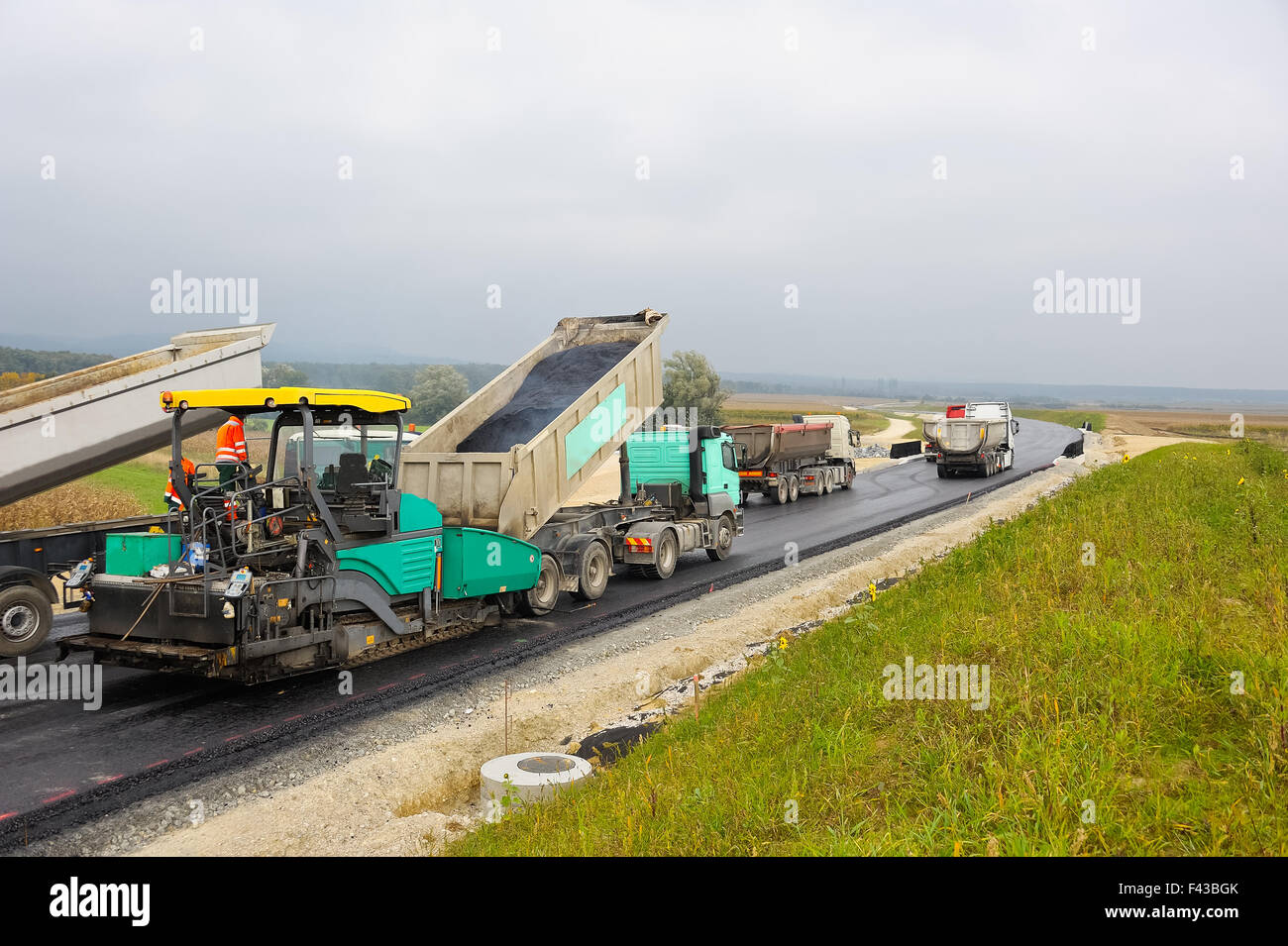 New road is asphalted Stock Photo