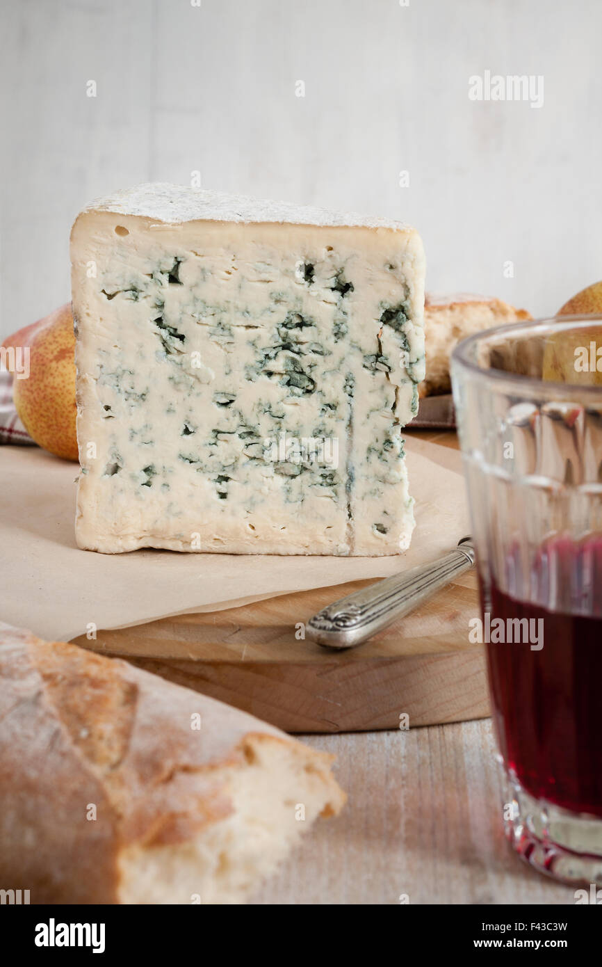 Bleu d'Auvergne a French blue cheese originating in the Auvergne region of France Stock Photo