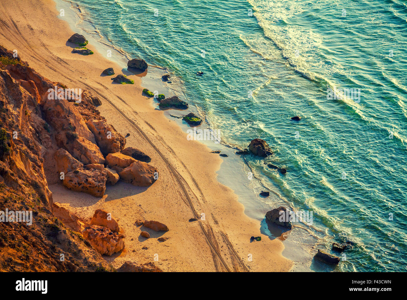 View from the rocks on the beach in Netanya, Israel Stock Photo - Alamy