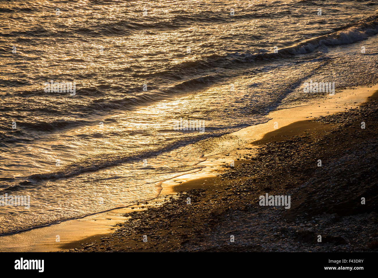 Detail of beach in Cyprus at sunset Stock Photo