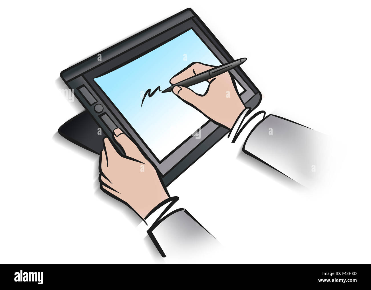 Illustration of person using digital tablet and stylus Stock Photo Alamy