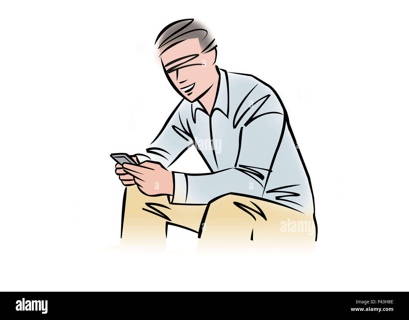 Illustration of man using smartphone Stock Photo - Alamy