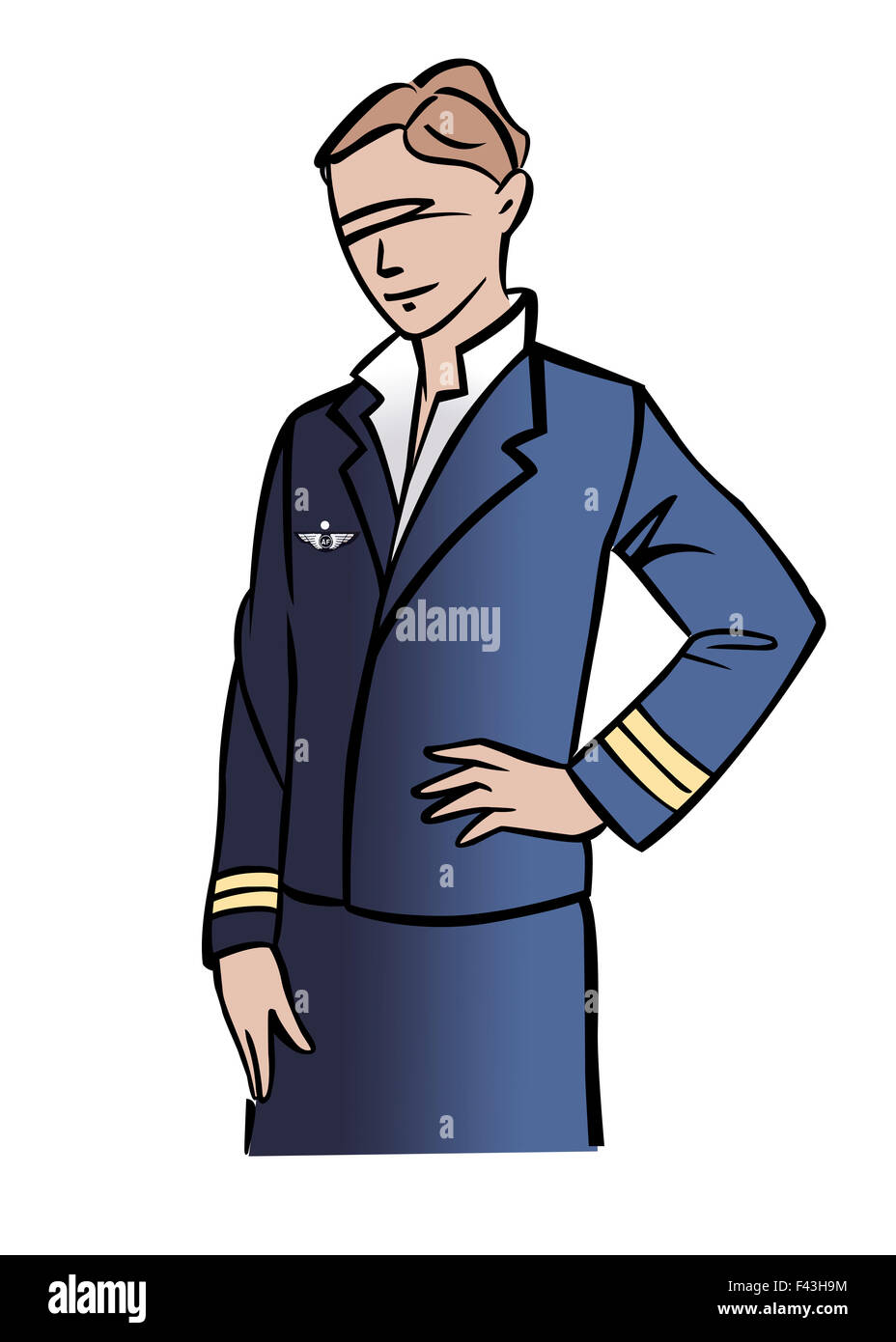 Illustration of a female pilot or flight attendant Stock Photo