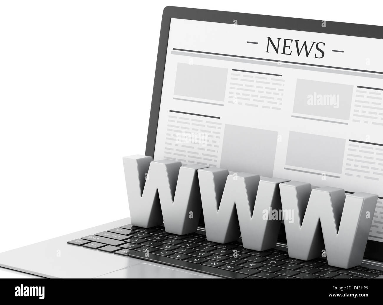 3d Laptop with news. Media concept Stock Photo