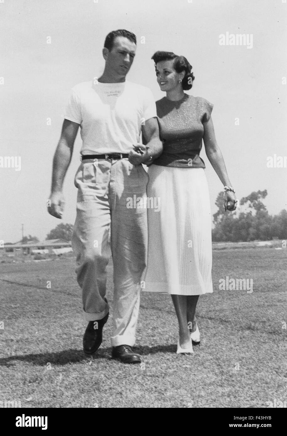 JANE RUSSELL (1921-2011) US film actress with first husband footballer Bob Waterfield about 1944 Stock Photo