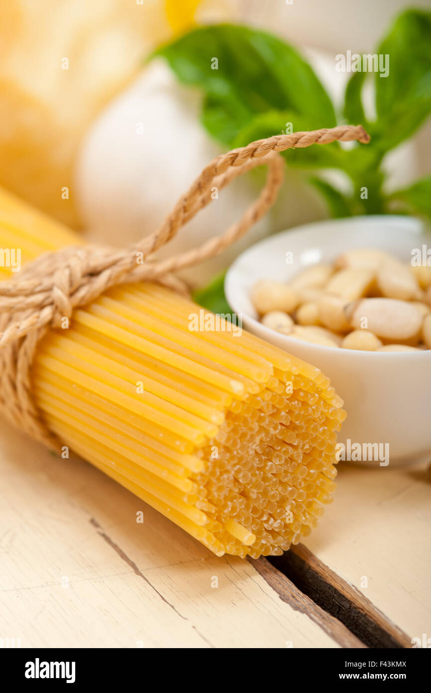 Italian traditional basil pesto pasta ingredients Stock Photo Alamy
