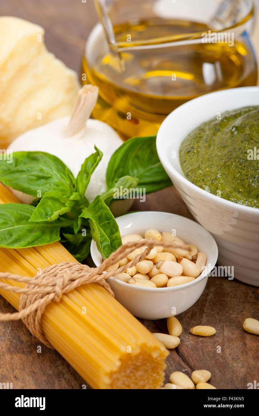 Italian traditional basil pesto pasta ingredients Stock Photo Alamy