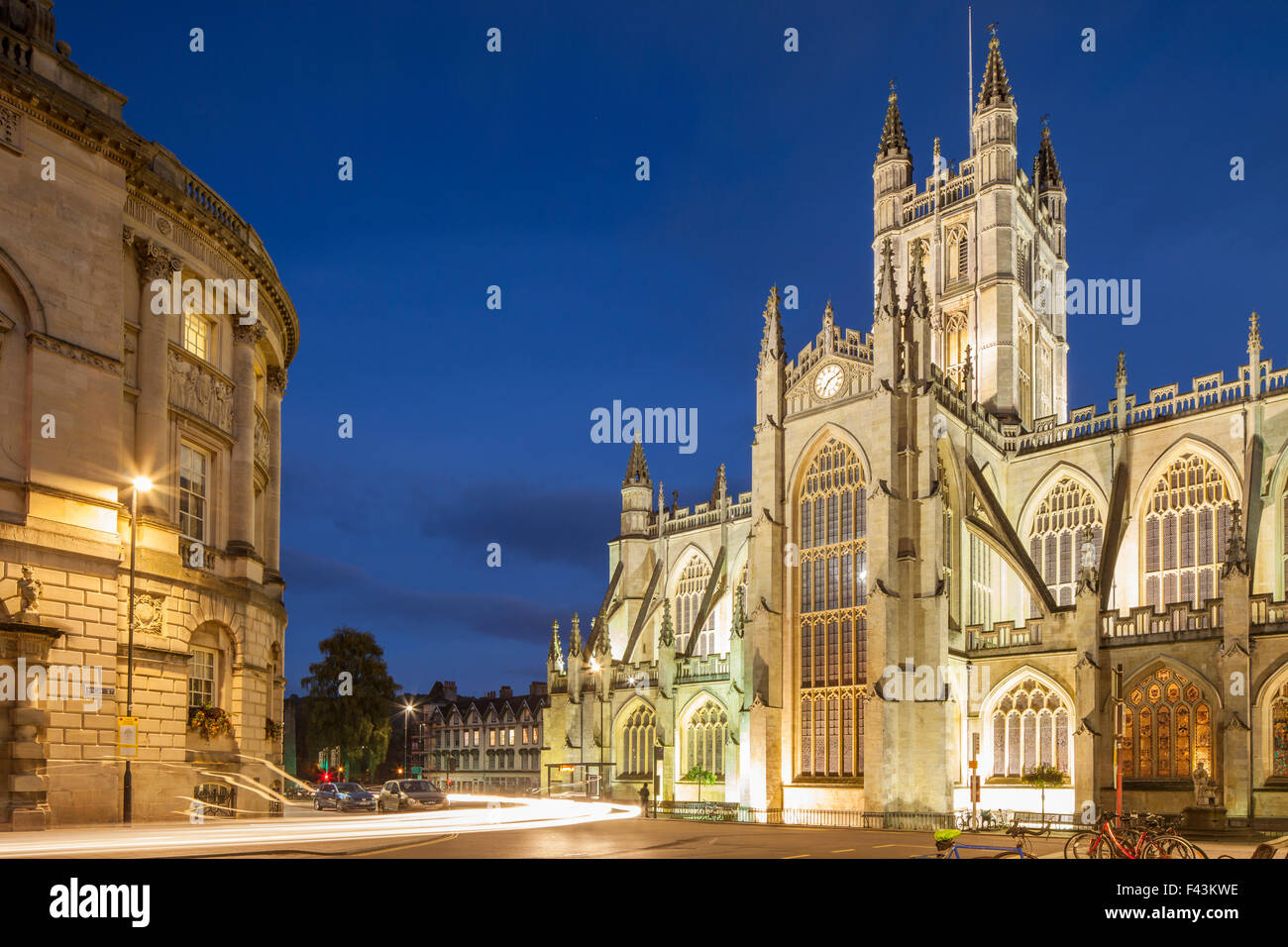 Evening at Bath Abbey, Somerset, England. Stock Photo