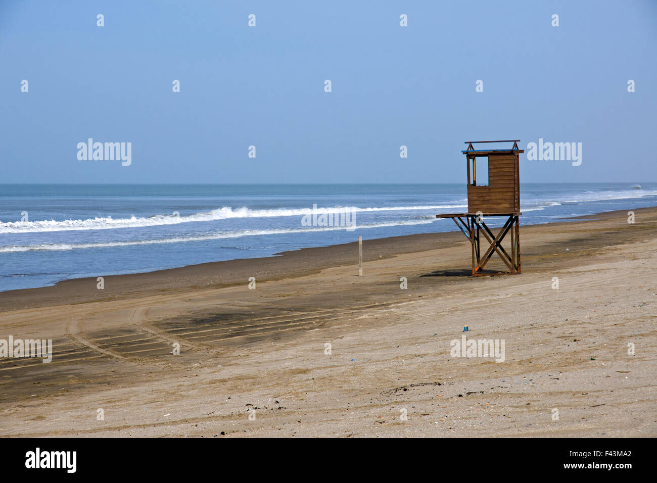 An empty beach in Villa Gesell at the argentinean atlantic coast Stock Photo