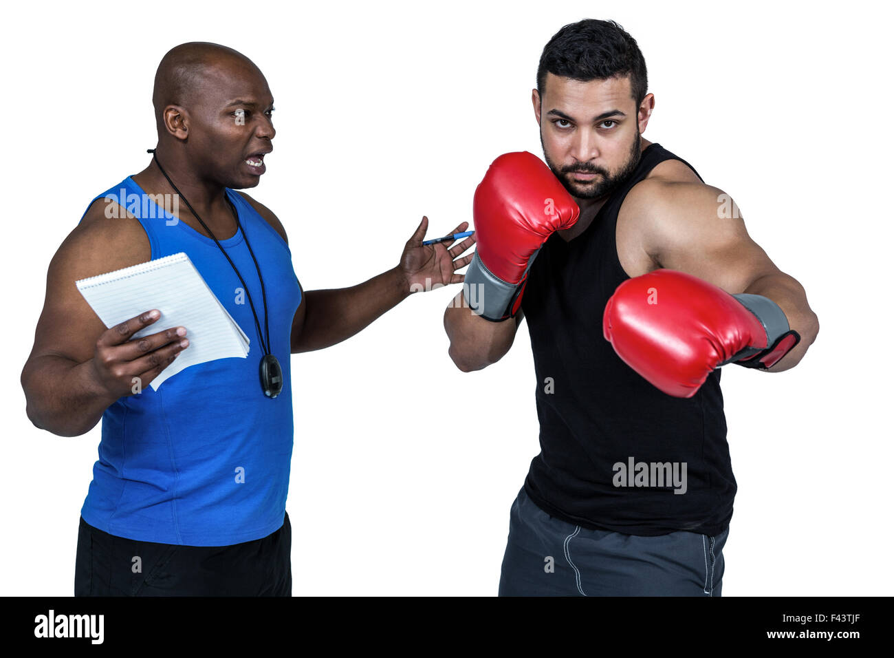 Boxing coach with his fighter Stock Photo Alamy