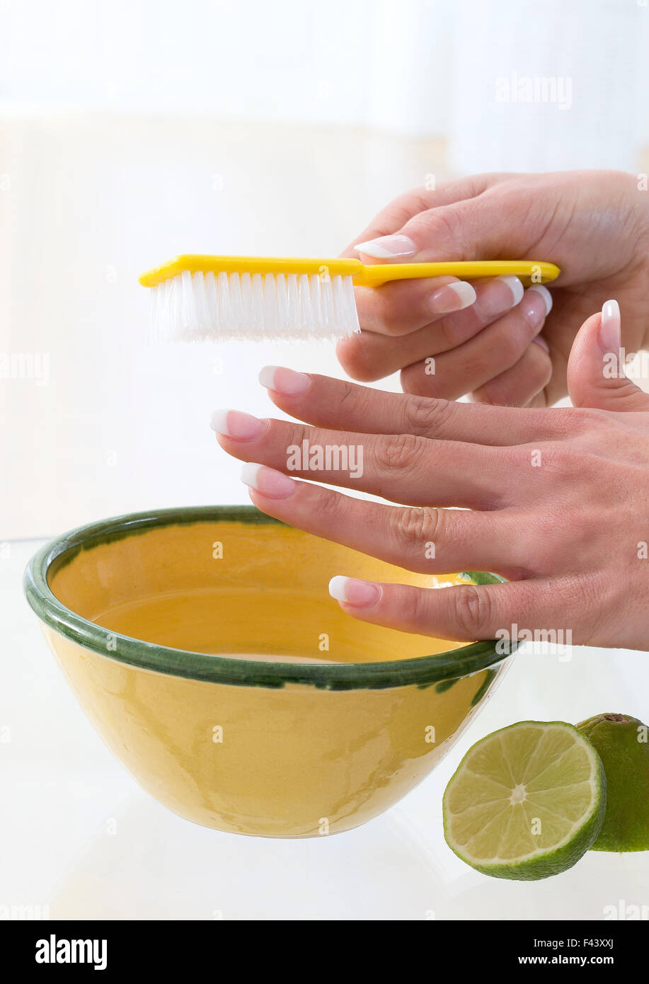 spa for hands with lime Stock Photo