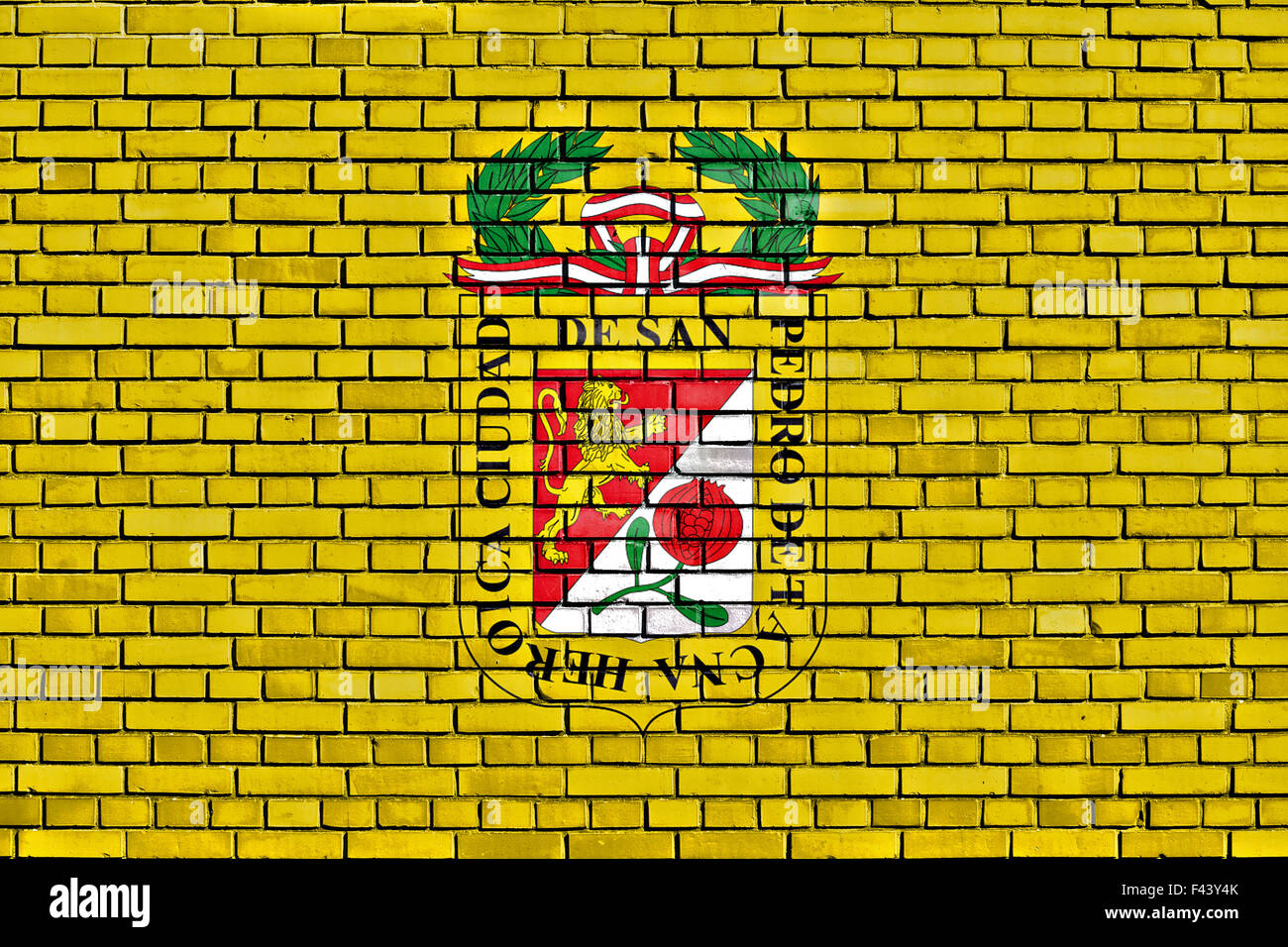 flag of Tacna painted on brick wall Stock Photo