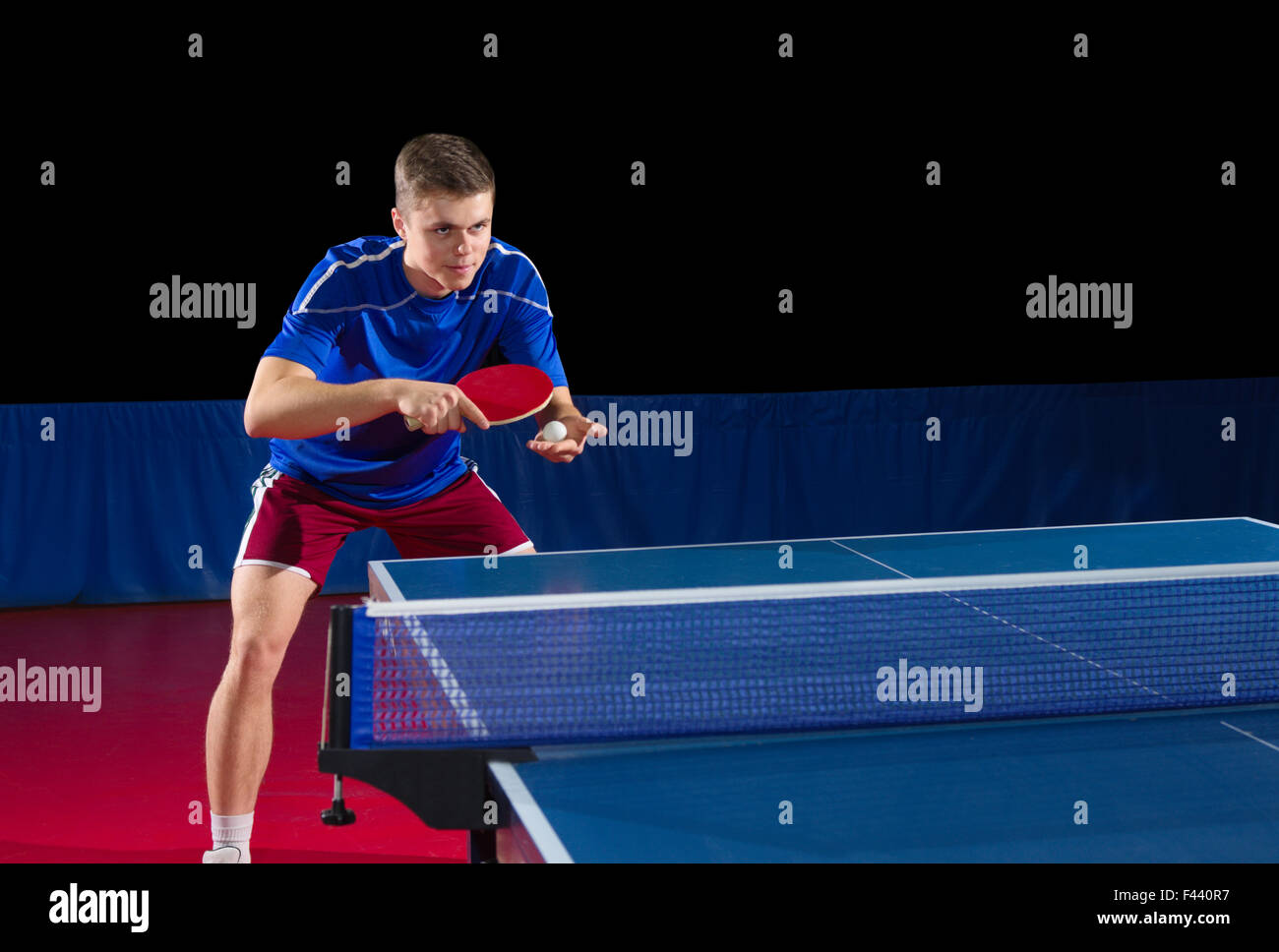 Table tennis player isolated on black Stock Photo Alamy