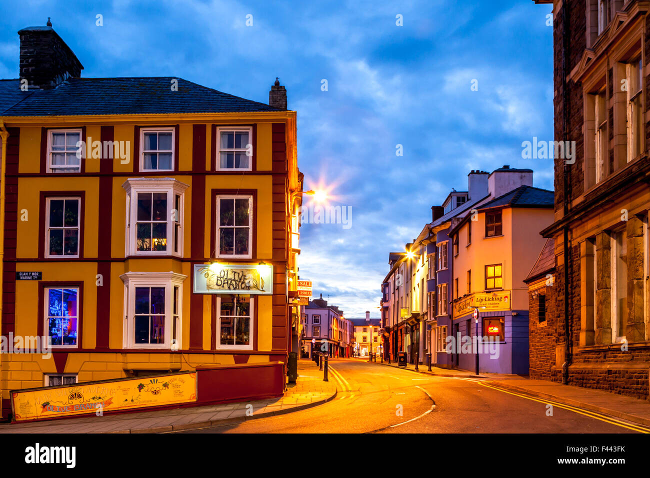 looking up pier street at dawn in Aberystwyth Wales UK Stock Photo Alamy