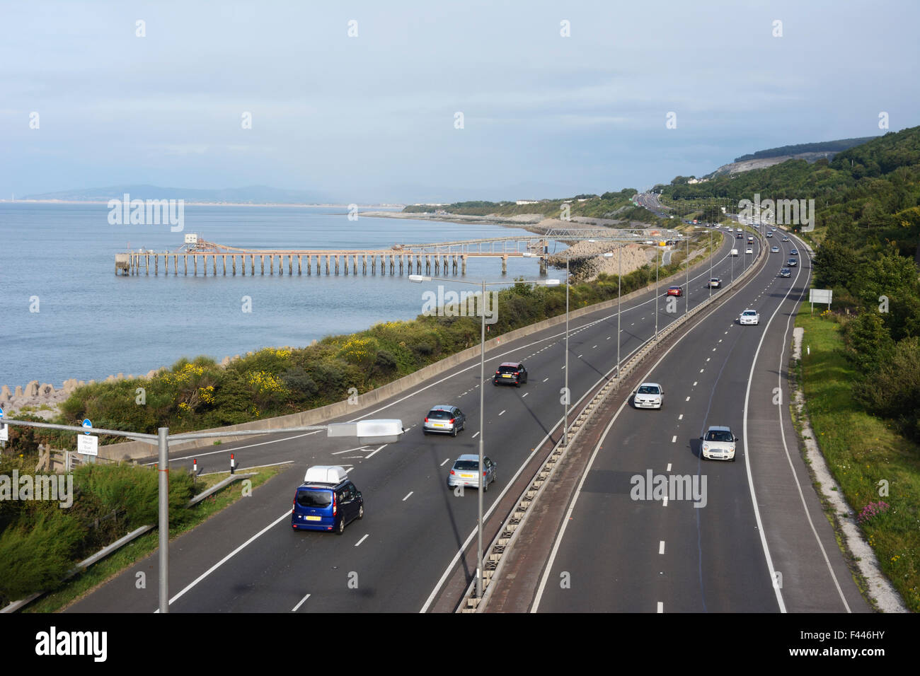 The A55 road along the North Wales coast between Llanddulas and Colwyn ...