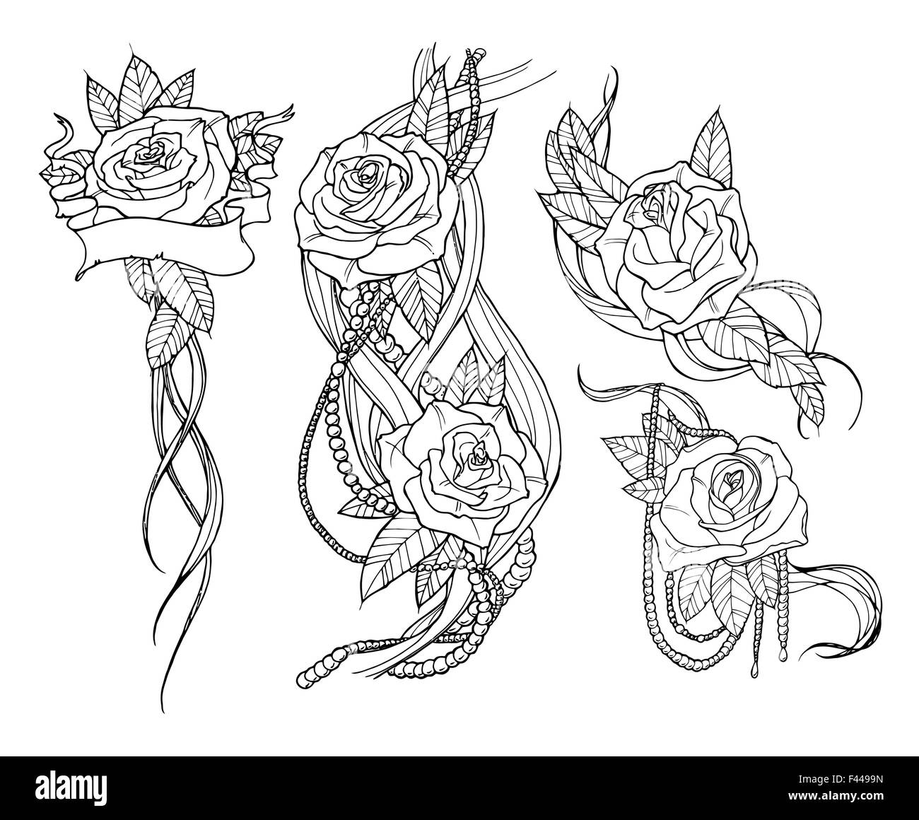 rose tattoo set Stock Vector Image & Art - Alamy