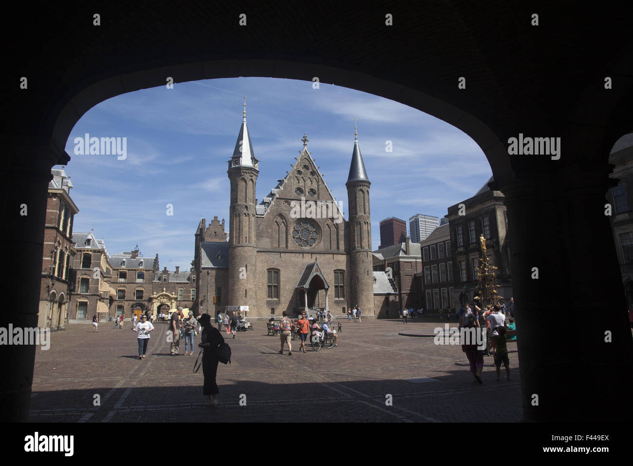 Gothic Ridderzaal (a great hall, literally Knight's Hall) today forms the center of the Binnenhof National parliament, The Hague Stock Photo