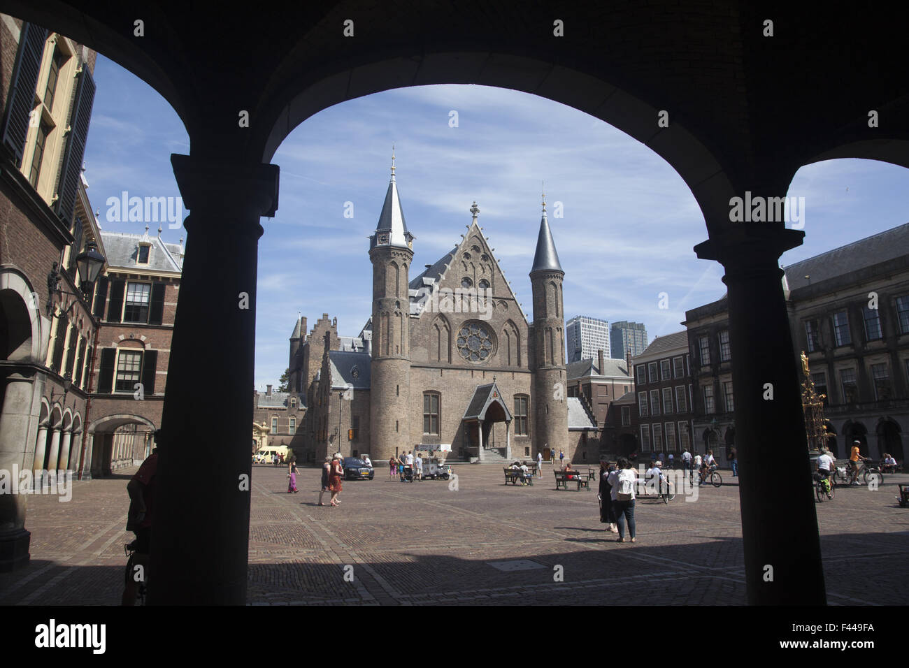 Gothic Ridderzaal (a great hall, literally Knight's Hall) today forms the centre of the Binnenhof National parliament, The Hague Stock Photo