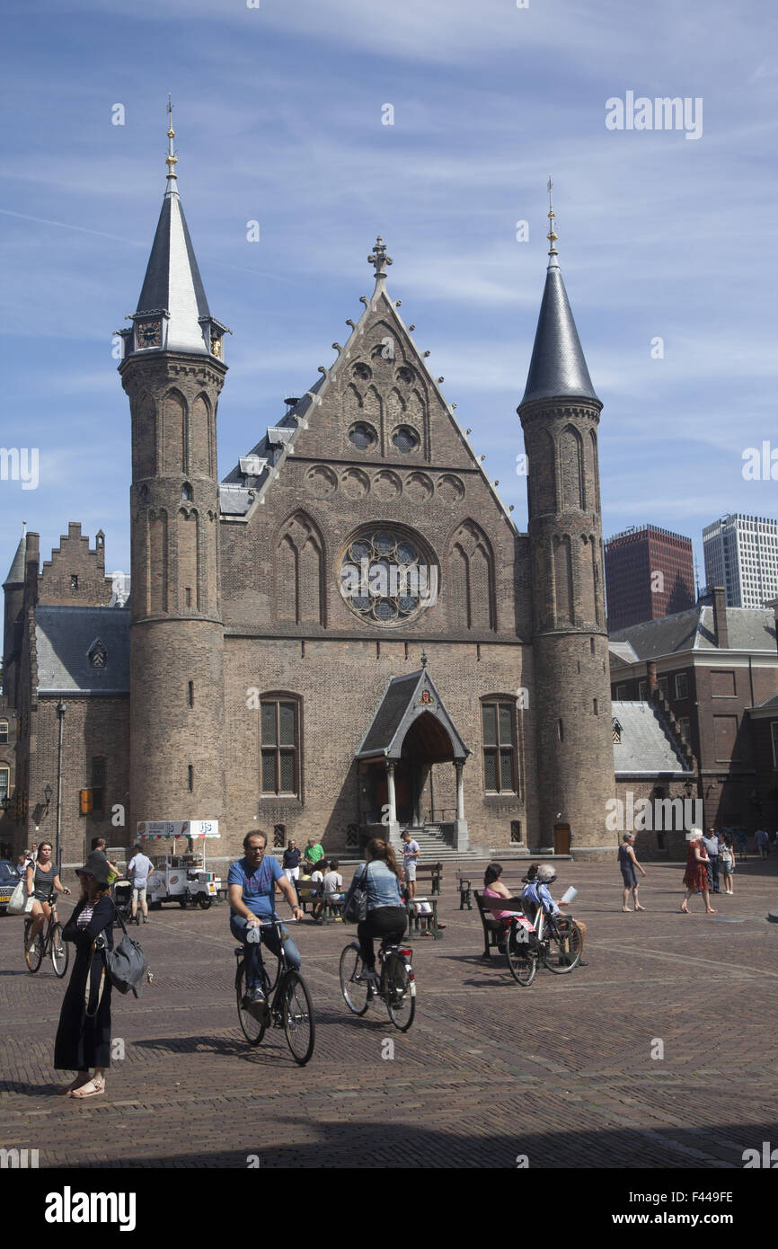 Gothic Ridderzaal (a great hall, literally Knight's Hall) today forms the center of the Binnenhof National parliament, The Hague Stock Photo