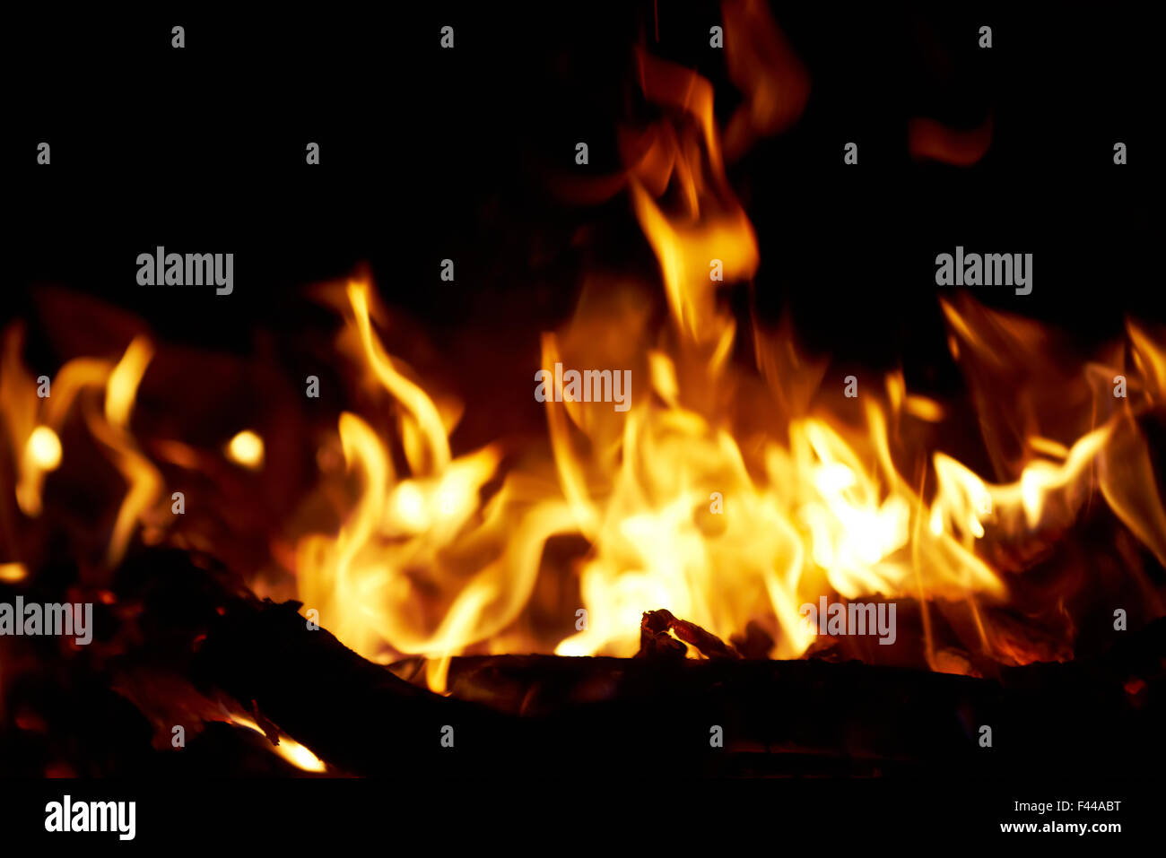 Fire in fireplace. Stock Photo