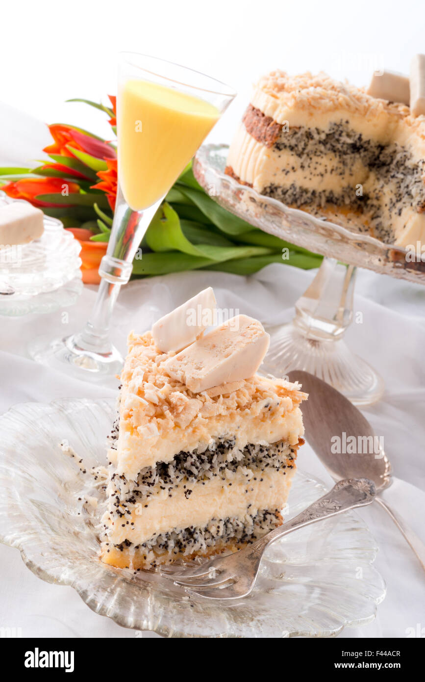 cheese almond cake Stock Photo