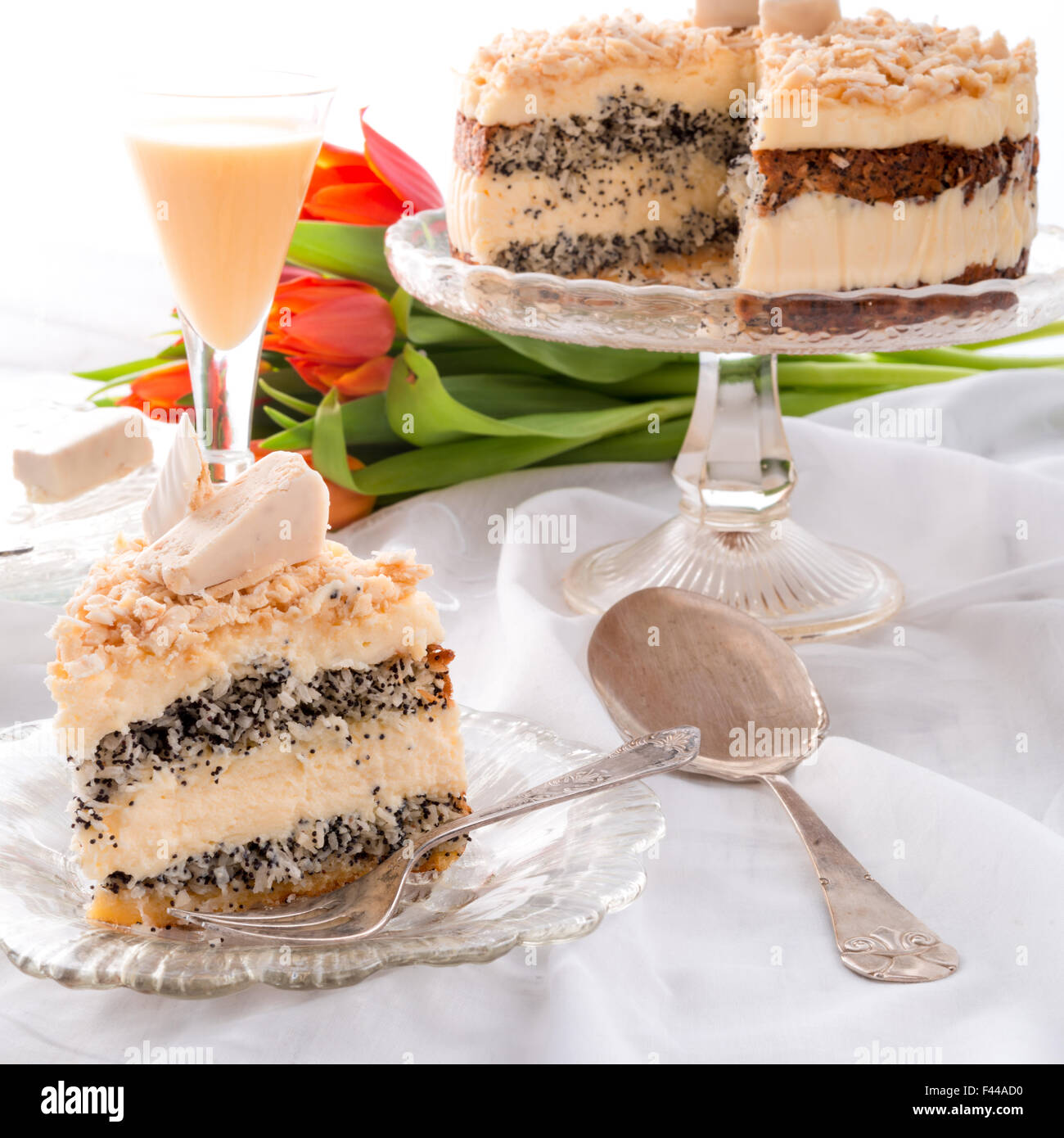 cheese almond cake Stock Photo