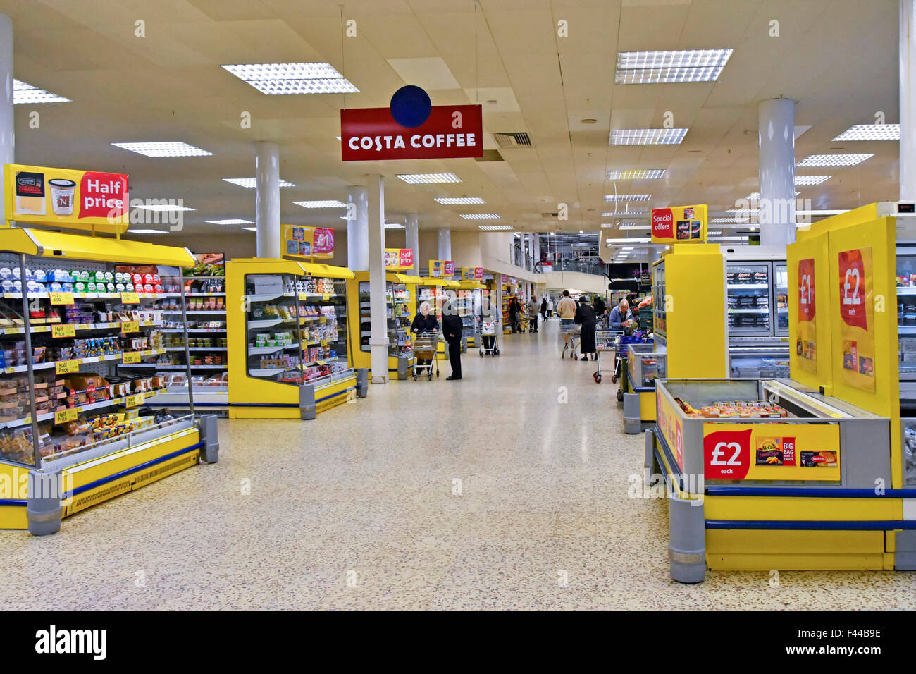 Costa Coffee sign for café facility interior Tesco Extra supermarket