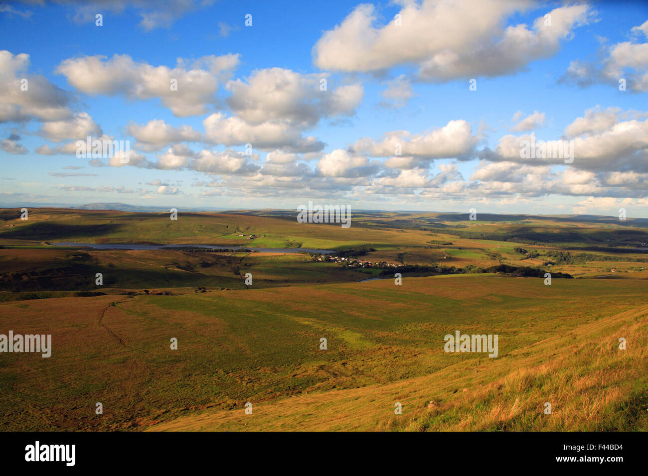 View from Winter Hill towards Wards Resivor and Belmont Stock Photo