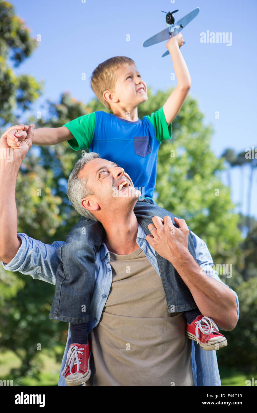 Father son park toy airplane hi-res stock photography and images - Alamy