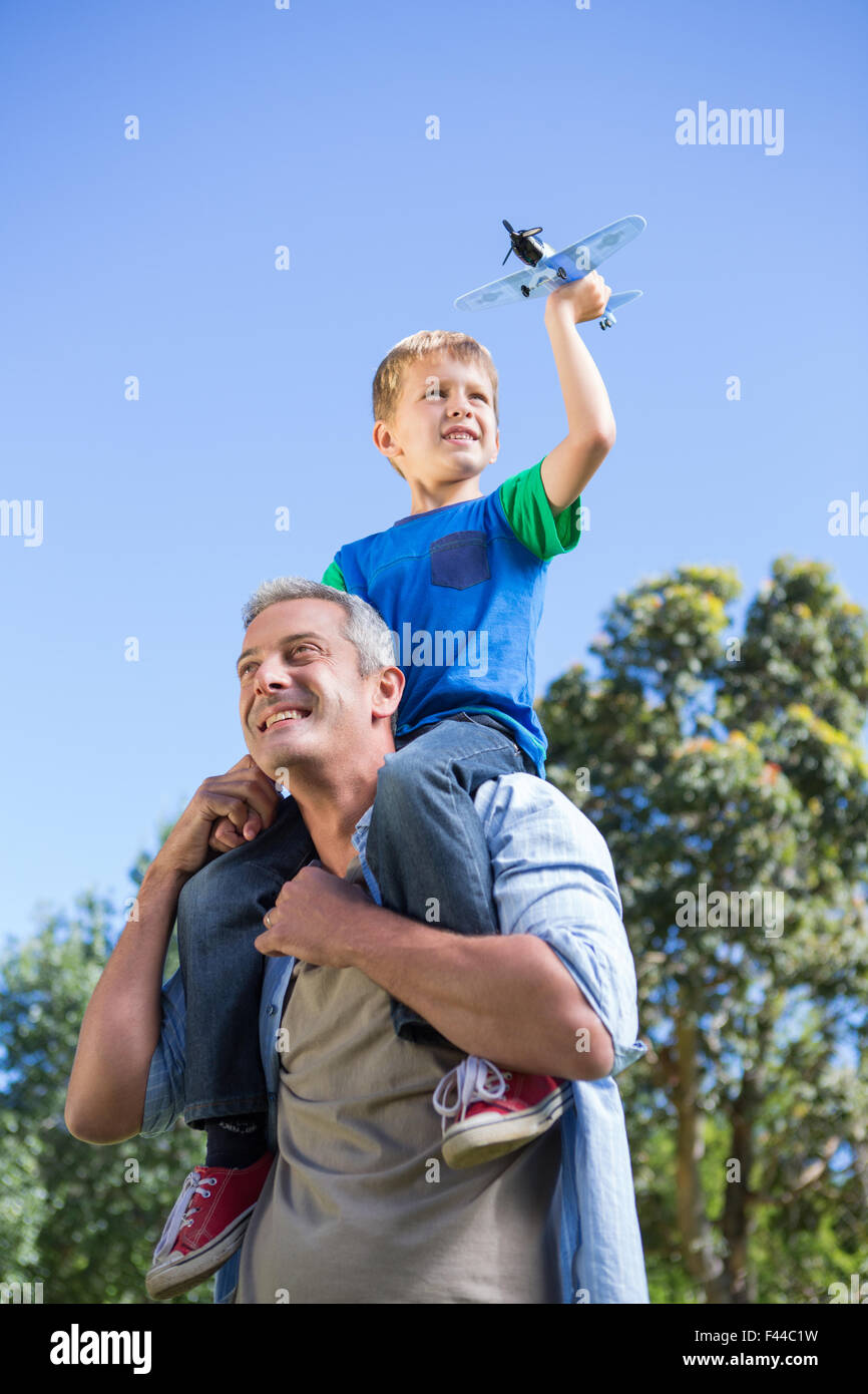 Father son park toy airplane hi-res stock photography and images - Alamy