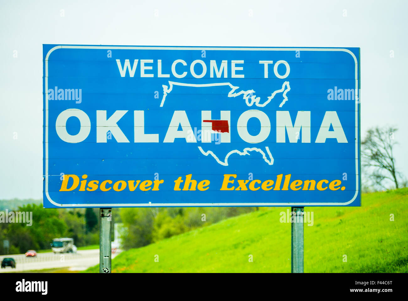 welcome to oklahoma highway state sign Stock Photo