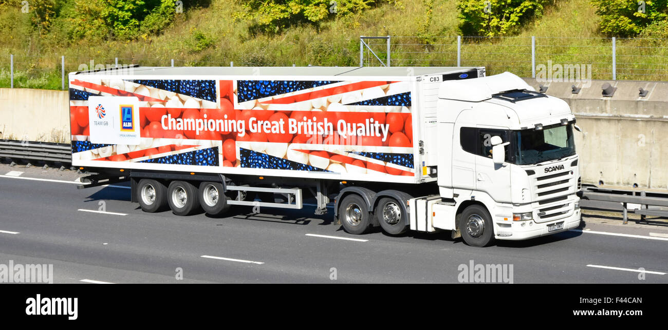 Aldi supermarket German based company hgv delivery lorry & articulated trailer advertising Great