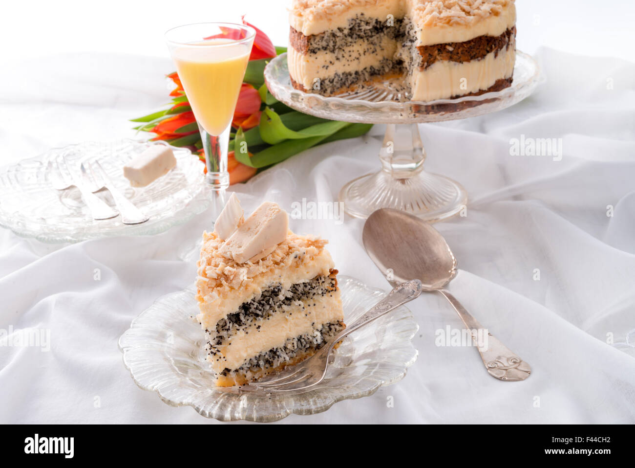 cheese almond cake Stock Photo