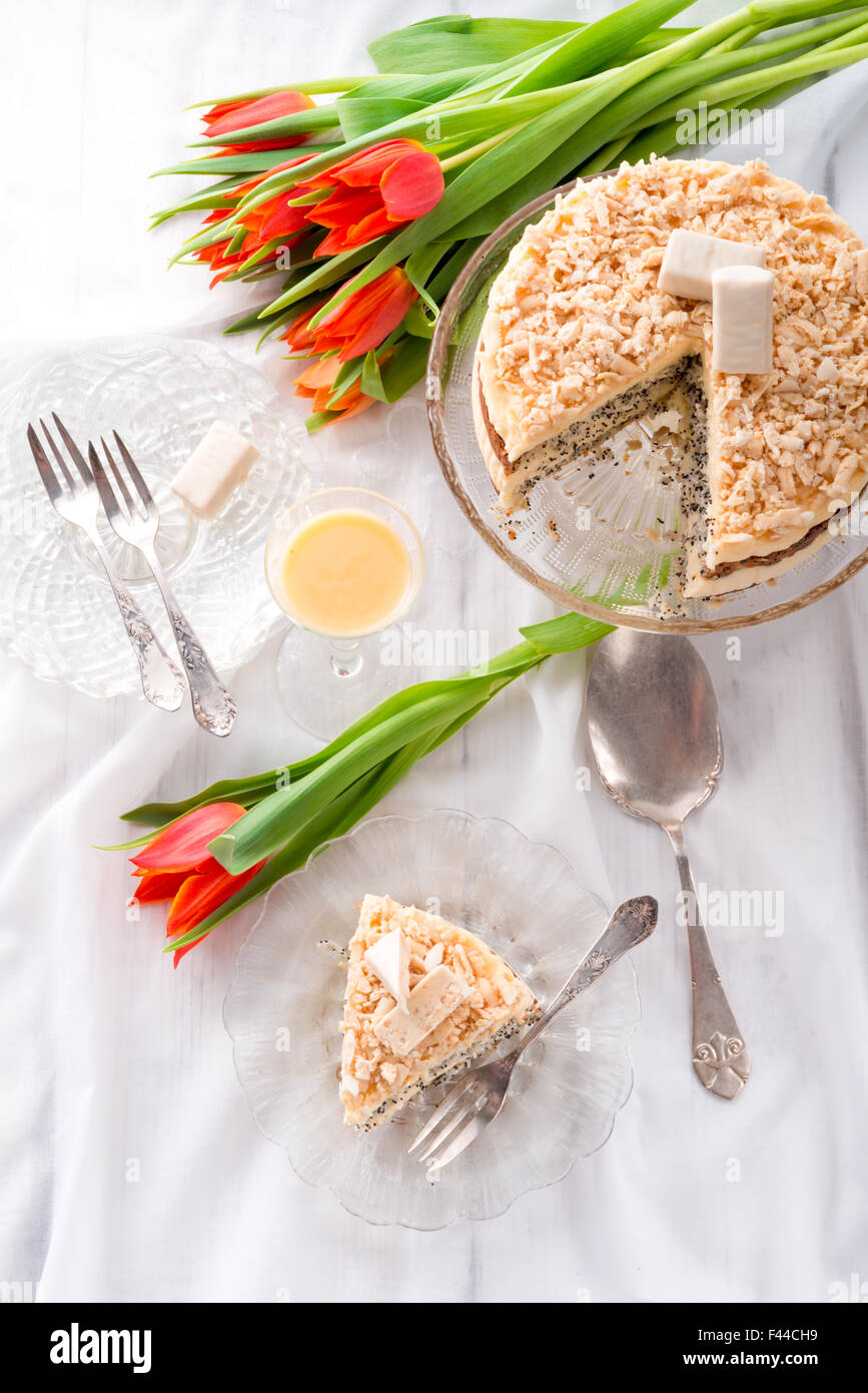 cheese almond cake Stock Photo