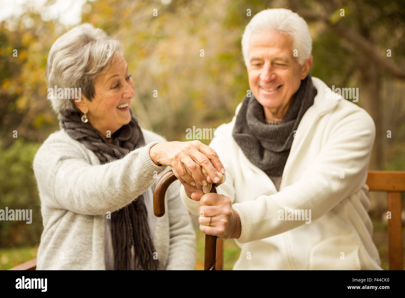 Senior couple in the park Stock Photo - Alamy