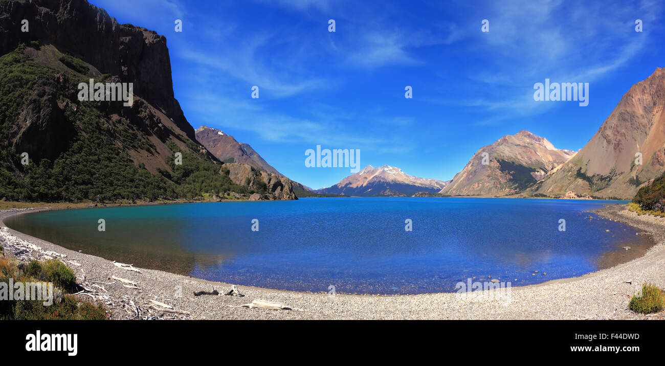 The blue lake and mountains Stock Photo