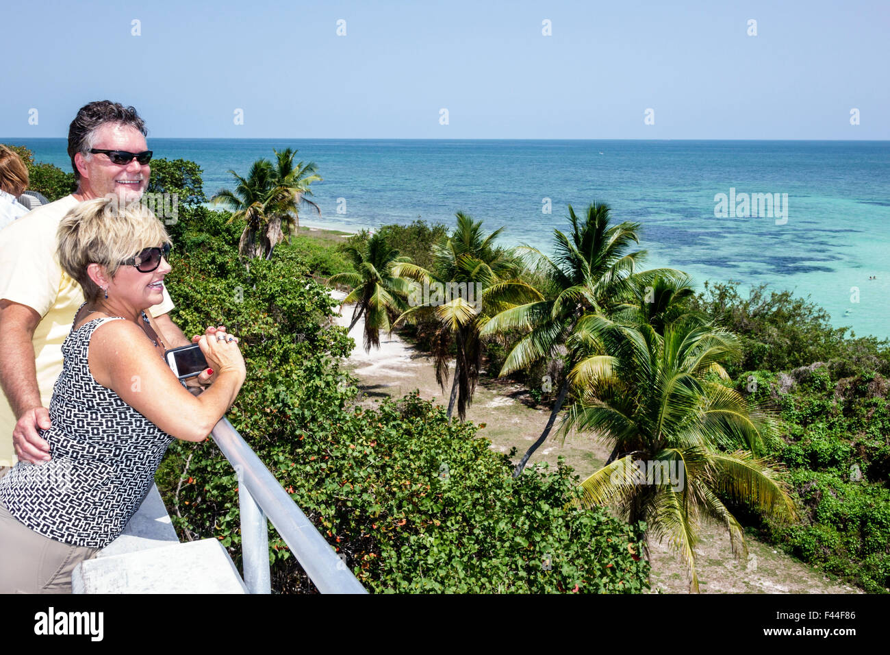 Florida Keys,highway Route 1 Overseas Highway,Bahia Honda State Park,Key,Old Bridge,view,Atlantic Ocean,man men male,woman female women,couple,looking Stock Photo