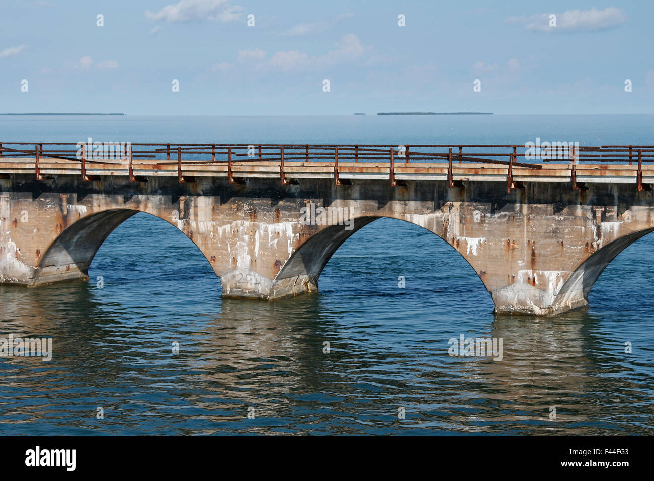 The original, historic 'Overseas Railroad' bridges in the Florida Keys built by Henry Flagler in the early 1900s Stock Photo