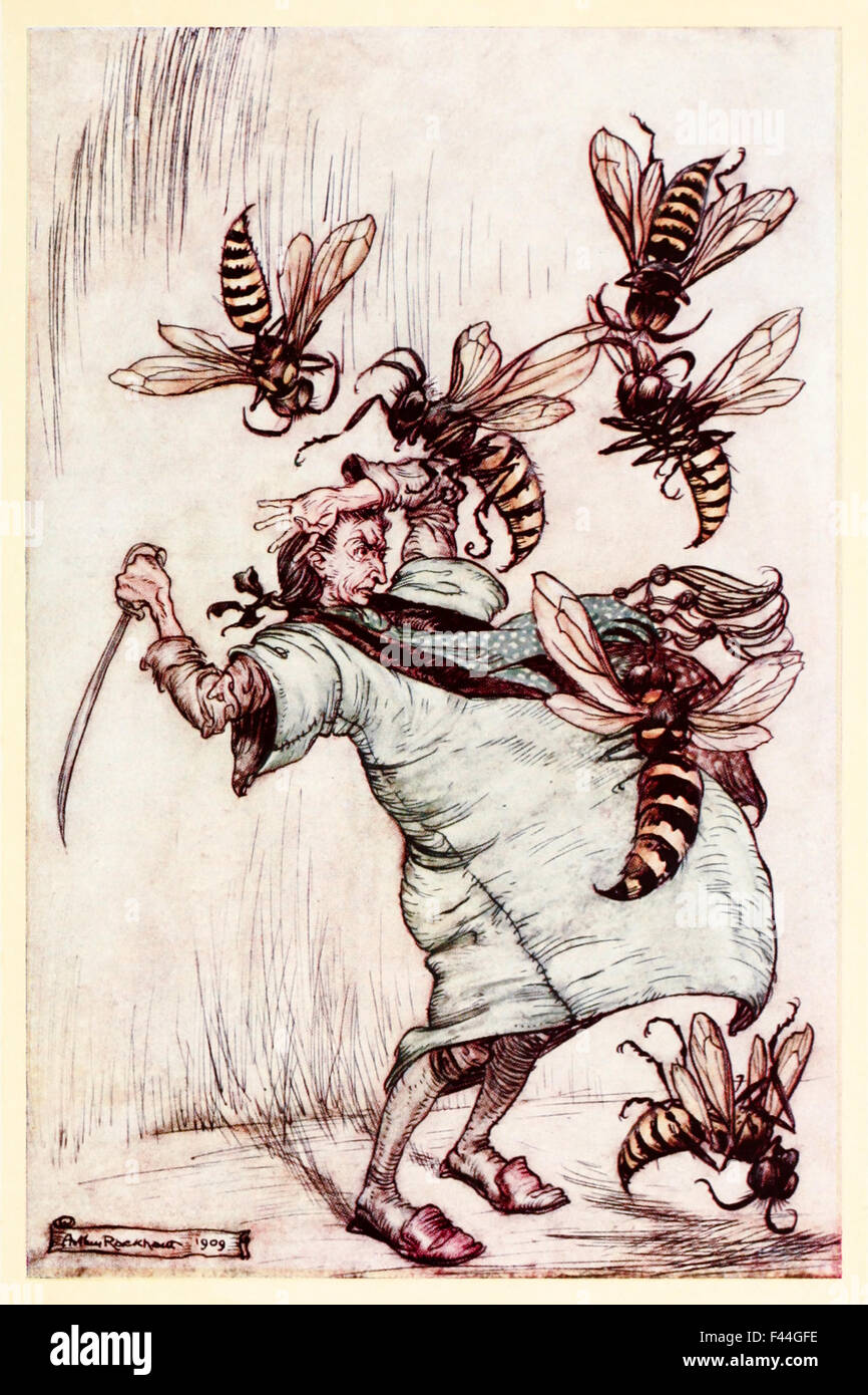 'Gulliver's combat with the wasps' from 'Part II A Voyage to
